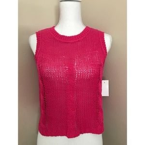 Hot pink cropped sweater tank top